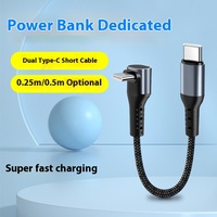 0.5m Power Bank Câble de données court pour iPhone Câble de charge de téléphone portable 3A Charge rapide PD Coude super rapide Ultra court 0.25m