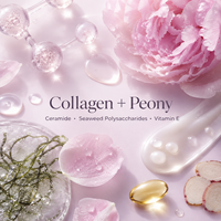 Masker Wajah Ceramide Kolagen dengan Air Bunga Peony, Pengunci Kelembapan, Perbaikan, Perawatan Menenangkan untuk Kulit Sensitif dan Tidak Rata