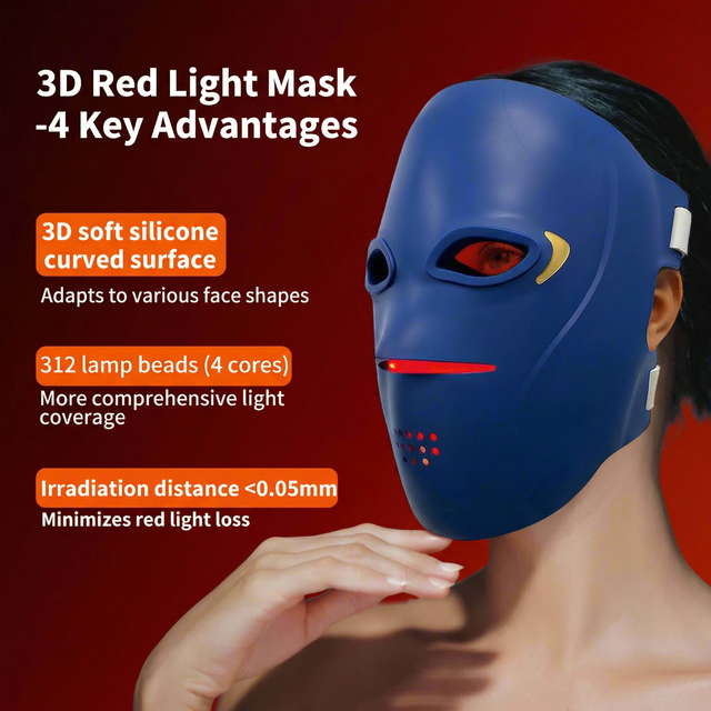 GLPE 3D Silicone LED Face Mask 4 Wavelengths Facial Beauty Red Light Therapy Skincare Device for Home Spa OEM ODM Beauty Care