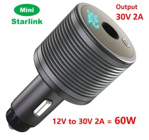 Adaptateur de voiture Starlink Mini 12V vers 30V 2A, convertisseur <span class=keywords><strong>DC</strong></span> élévateur 60W en alliage d'aluminium de haute qualité, charge rapide pour allume-cigare de voiture - Product Image 1