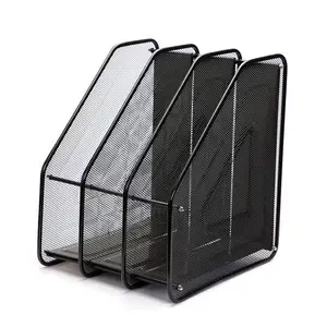 Zwart Of Zilver Jumbo Metalen Mesh Bestand Organizer Magazijn Houder Met 3 Componenten, Kantoor Bureau Organizer, Documenten Rack