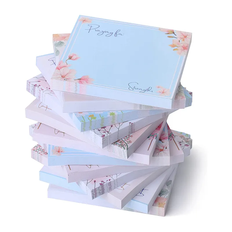 Notas adesivas personalizadas originais, notas adesivas de estudo de flores coloridas para escola, escritório