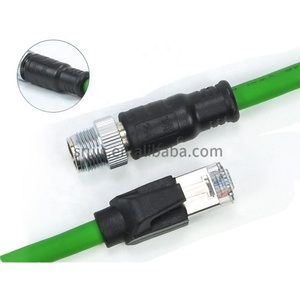IP67 m12 Ethernet 4 core D code capteur de tête mâle ip67 cat6a ethernet m12 dcode à connecteur de câble rj45 - Product Image 1