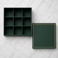 Boîte cadeau personnalisée vert foncé avec couvercle et base, emballage de luxe rigide en feuille d'or pour gâteaux de lune du Festival de la Mi-Automne
