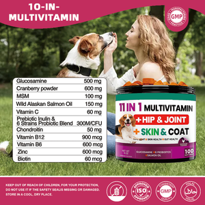 Compléments alimentaires pour chiens OEM 15-en-1, glucosamine, chondroïtine, soutien des articulations, immunité, digestion, santé cardiaque, comprimés à mâcher - Product Image 4