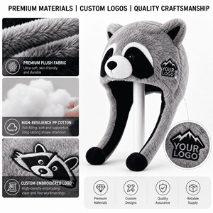 Gorro de Peluche de <span class=keywords><strong>Mapache</strong></span> Personalizado, Gorro Suave, Fabricante OEM ODM, Gorro de <span class=keywords><strong>Animal</strong></span> de Peluche Personalizado con Brazos Largos, Alta Calidad, Venta <span class=keywords><strong>al</strong></span> Por Mayor - Product Image 4