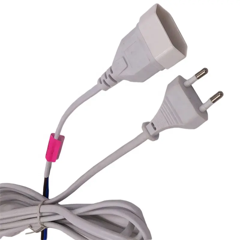 Cord And Plug EU 2 Pin Male Plug To Female Extension Cord