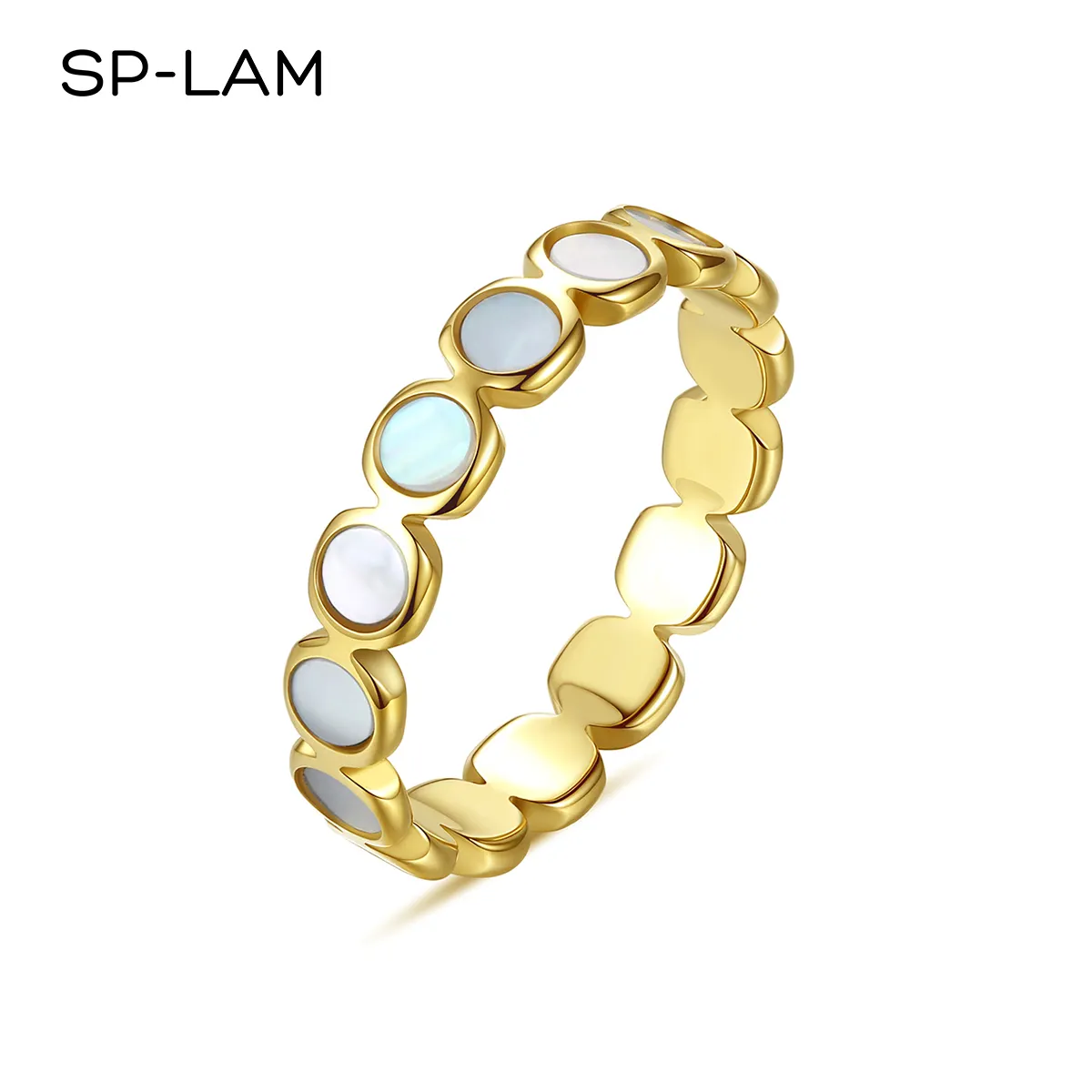 SP-LAM Ladies Jewelry Hot Selling Women Gold Plated Band Finger Female Circle of Seashells Rings Trendy Rings