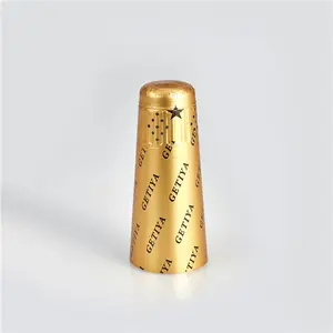 Cápsula de aluminio Borgoña retráctil dorado, diseño personalizado, para champán, venta al por mayor