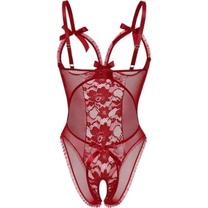 Lencería sexy de una pieza para mujer, babydoll de encaje, body de control ligero, fino, 95% poliéster, 5% elastano, tela <span class=keywords><strong>dobby</strong></span>, OEM - Product Image 1