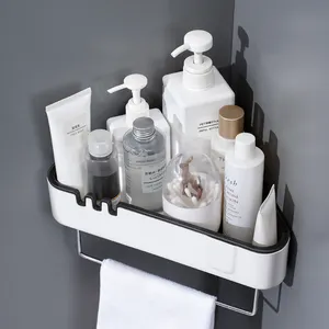 Organizador de baño sin perforaciones, estante de almacenamiento de esquina de acero inoxidable para ducha y pared