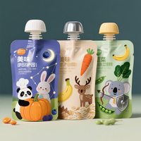 Sachets d'emballage personnalisables et écologiques pour aliments liquides pour bébés, 100ml, 150ml, 250ml, réutilisables avec bec verseur, impression par gravure, résistants à l'humidité