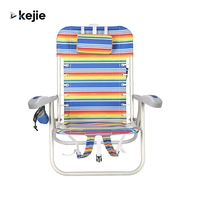 Chaise de plage pliable en aluminium et plastique Kejie à 4 positions avec lacets, mobilier d'extérieur en tissu pour la plage, le parc et les événements extérieurs