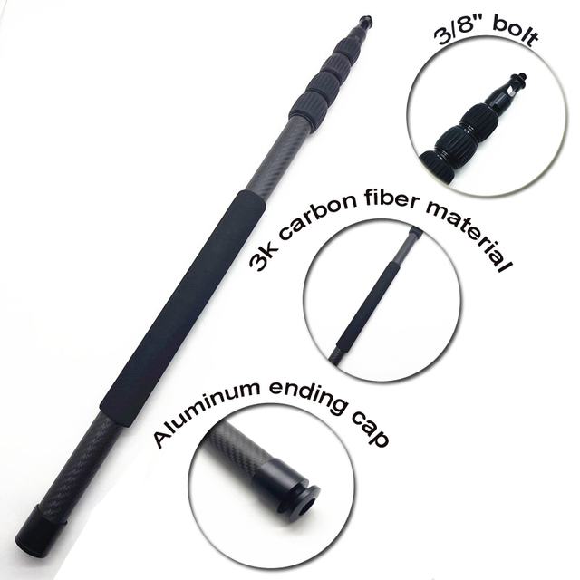 3600mm 3k Carbon Fiber Telescopic Pole with Spin Lock High Quality Microphone Boom Pole Support Pole
