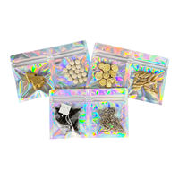 Sacs holographiques refermables à fermeture éclair, double compartiment intégré, séparés pour articles secs et humides, pour bijoux, accessoires, thé, badges, pochettes