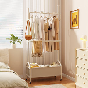 <b>Clothes</b> <b>Rack</b> With Storage Basket Standing Type For Bedroom Clothing Organizer Rectangle Shape - Product Image 1