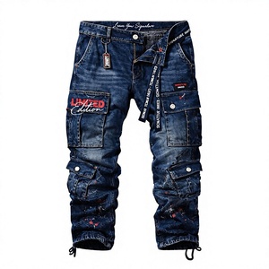 Jean en denim pour femme Power Venture Enterprises, en coton, délavage clair, avec strass, couleur contrastante, coupe chic, bords effilochés, style évasé - Product Image 1