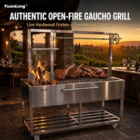 Grille de cuisson manuelle en acier inoxydable de style Santa Maria avec levage par volant pour barbecue professionnel