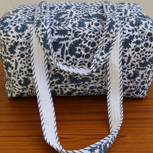 New Arrival Handmade Hand Block Printed 100% Cotton Boho Duffle <b>Bag</b> Women Long Rope Handle Quilted Design Medium Travel 2026 - Product Image 1