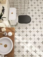 Baldosa de Porcelana Rústica con Borde Floral 300x300mm Antibacteriana Antideslizante CE