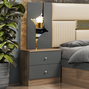 Ensemble de meubles de chambre à coucher en MDF de luxe à prix abordable, lit king-size moderne pour appartement et maison - Product Image 5