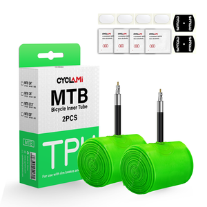 Chambre à air de vélo <span class=keywords><strong>VTT</strong></span> CYCLAMI vert pâle ultralégère 45 mm avec valve Presta en plastique, pneu TPU <span class=keywords><strong>26</strong></span> 27,5 x 1,95-2,8C <span class=keywords><strong>pouces</strong></span> pour <span class=keywords><strong>VTT</strong></span> - Product Image 6