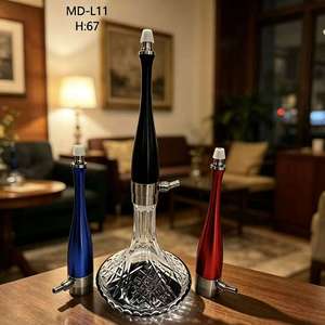 Modern Glass <b>Hookah</b> Set Aluminum Hose Smoking <b>Pipe</b> 67 cm Portable Water <b>Pipe</b> for Lounge and Retail - Product Image 5