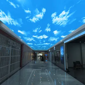 Ciel bleu nuage blanc publicité projection lumière en plein air parc sol flottant marche carte logo créatif projecteur gobo
