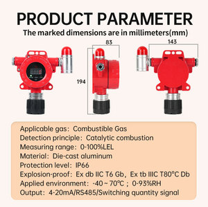 Detector de Fugas de Gas Fijo GTYQ-DR900, Sensor de Combustión Catalítica Comercial para CH4, H2, C2H2, 100% LEL, para Estaciones de Gas Licuado - Product Image 3