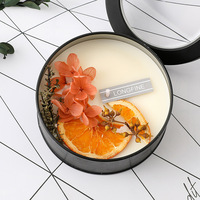 Meilleur Encens De Soja Fait Main Décoratif Saint Valentin Noir Rond Boîte De Conserve Fleur Bougie Bougies Parfumées Pour La Romance