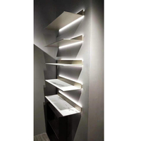 Présentoir mural en aluminium flottant à montage mural moderne du fabricant chinois avec lumière linéaire à LED pour meubles de maison pour chambre à coucher