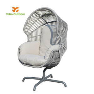 Balançoire à œuf suspendue pivotante au design moderne Panier polyvalent en plastique en rotin pour la maison Mobilier d'hôtel et de parc Mobilier d'extérieur en métal PE - Product Image 4