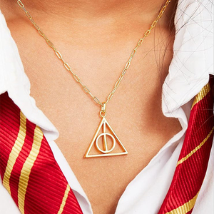 Gemnel Deathly Hallows Spinning 18K chapado en oro Triángulo personalizado clip cadena collares - Product Image 5