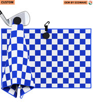 Serviettes de golf en microfibre tissée EMB2 super absorbantes pour sublimation, avec logo personnalisé, serviettes de golf magnétiques robustes pour clubs de golf