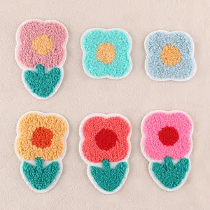 Toalha de toalha personalizada, alta qualidade, diy, flor de girassol, bordado, chenille patches