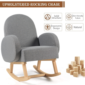 Modern Wooden Legs Rocker <strong>Read</strong> <strong>Chair</strong> High Spring Sponge High Backrest Armchair Comfy Side <strong>Chair</strong> Accent Nursery Rocking <strong>Chair</strong> - Product Image 4