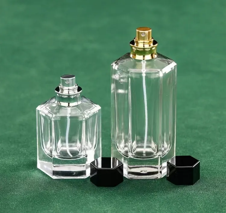 Bottiglia di profumo in vetro da 50ml bottiglia di profumo vuota riempita bottiglia di profumo 50ml 30ml con coperchio spruzzatore prodotto caldo