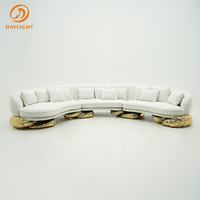 Canapé incurvé moderne de luxe Foshan Furniture, canapés complets pour salon, canapés italiens pour la maison de luxe