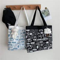 Nouvel Arrivage Sac Fourre-Tout en Toile Durable avec Fermeture Éclair, Motif Graffiti Cartoon Ours Mignon, Idéal pour les Trajets Quotidiens et l'École