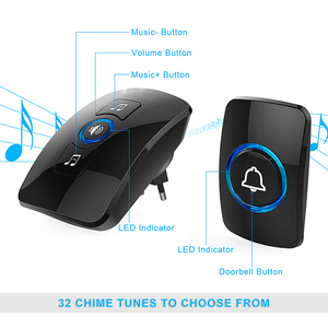Nuovo <span class=keywords><strong>Campanello</strong></span> Senza Fili Impermeabile 300 M Remote EU UK US AU Spina intelligente porta Campana <span class=keywords><strong>Campanello</strong></span> batteria 1 2 button 1 2 3 ricevitore AC - Product Image 4