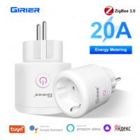 Enchufe Inteligente Europeo GIRIER OEM/ODM Disponible, Control Remoto por Aplicación Tuya, 20A 4200W, Enchufe EU ZigBee 3.0