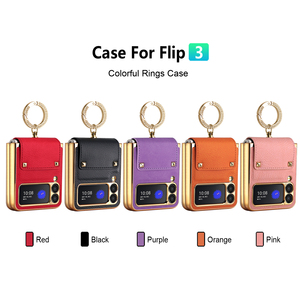 Dropshipping MARCO DE PC de galvanoplastia dorada y funda de soporte de anillo de cuero PU para <span class=keywords><strong>Samsung</strong></span> para <span class=keywords><strong>Galaxy</strong></span> <span class=keywords><strong>Z</strong></span> <span class=keywords><strong>Flip</strong></span> <span class=keywords><strong>4</strong></span> 3 teléfono móvil - Product Image 6