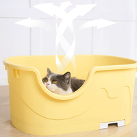 Bac à litière pour chat semi-fermé surdimensionné Rectangle PP plastique sable de toilette pour chat avec panneau de fuite et pelle de sortie d'usine