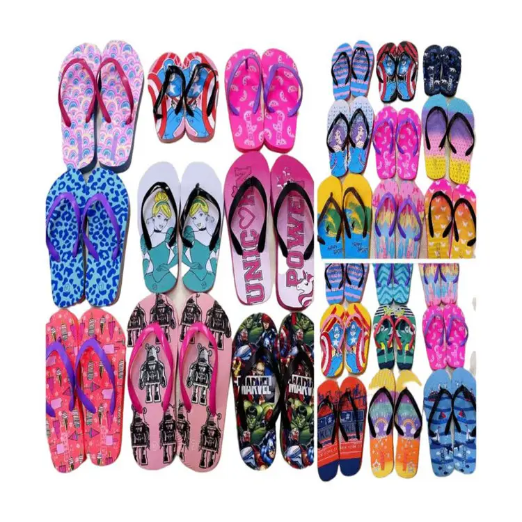 0.38 Dollars Model FLX022 Size 24-35 Wholesale PVC Children Kids indoor bedroom home slippers with different patterns