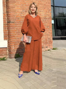 Traje Deportivo Casual de Manga Larga para Mujer, Talla Grande, Color Sólido, Holgado, para Primavera y Otoño, Venta al por Mayor - Product Image 3