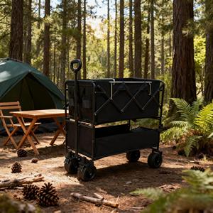 Large Capacity Double Layer Camping <strong>Wagon</strong> 600D Oxford Cloth Steel Folding Trolley Outdoor Picnic <strong>Beach</strong> Cart Shopping OEM - Product Image 5