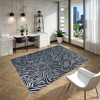 Zebra Chenille Imprimé Moderne Salon Tapis Grand Design Oriental Noir Blanc Tapis pour Usage Domestique Lavable pour Facile