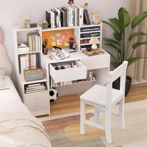 Juego de mesa y silla de estudio para niños, <span class=keywords><strong>escritorio</strong></span> de ordenador de madera <span class=keywords><strong>con</strong></span> 4 cajones para bebé para sala de estar de hotel o uso exterior - Product Image 4