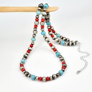 Индивидуальные Популярные <span class=keywords><strong>Navajo</strong></span> жемчужные CCB бусины и бирюзовые круглые ожерелья из бисера из сплава оптом - Product Image 6