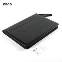 Porte-documents en cuir PU vegan avec fermeture éclair, personnalisable avec logo, pour bureau et affaires